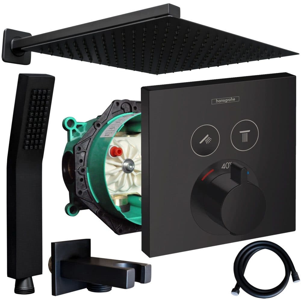 Hansgrohe Jowi Duscharmatur Set Unterputz Thermostat Schwarz