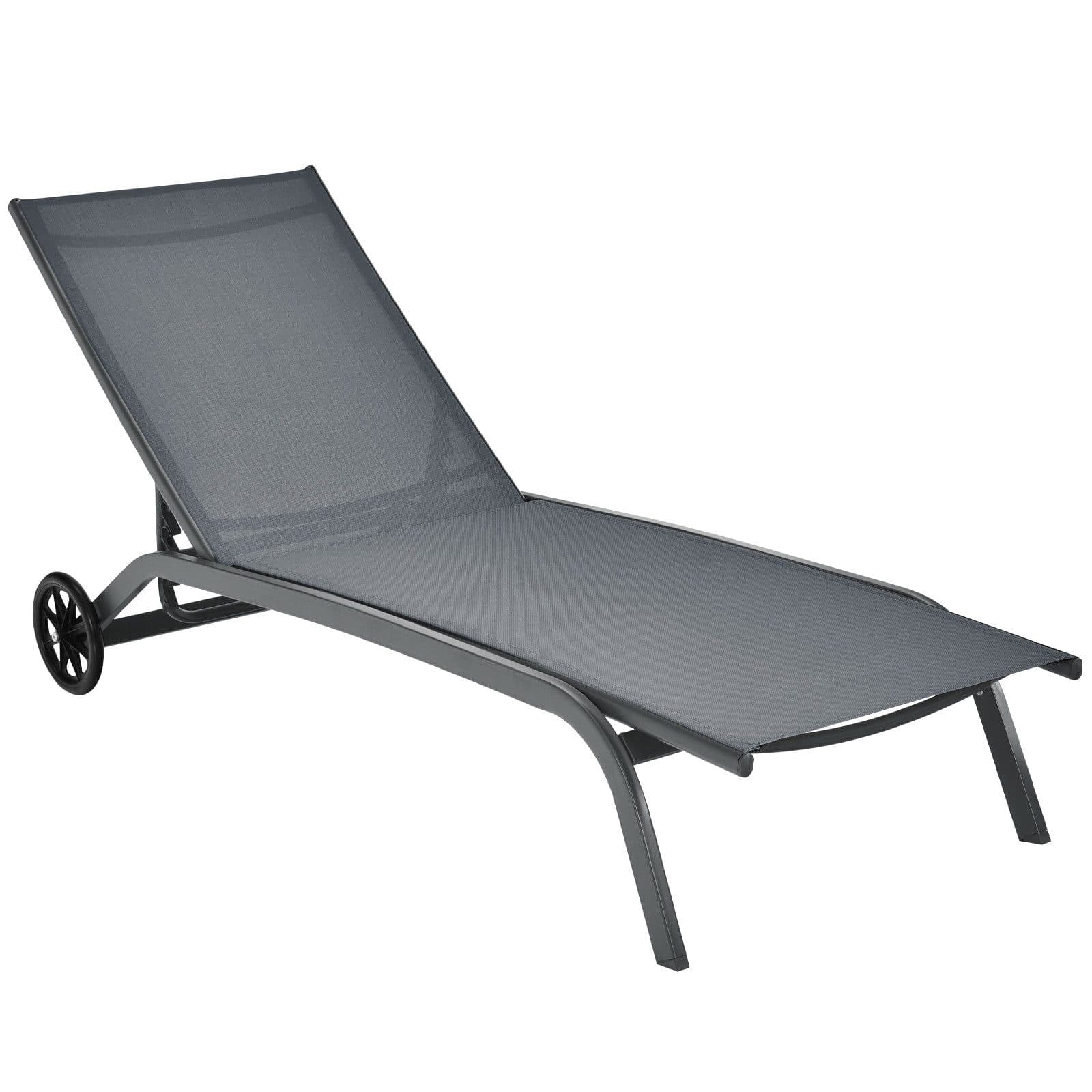 COSTWAY Gartenliege Sonnenliege Grau mit Rollen 6-fach verstellbar - Bild 2