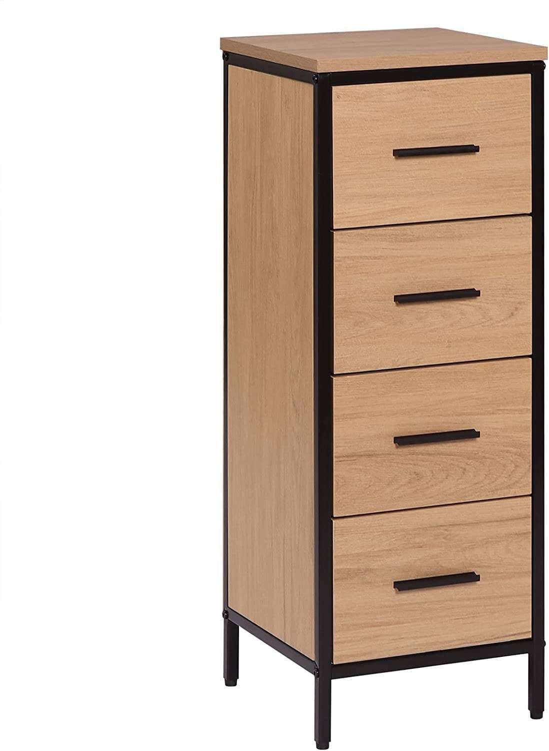 EUGAD Hochschrank mit 4 Schubladen Braun/Schwarz Metall - Bild 2