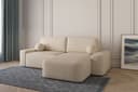 MOEBLO Ecksofa Lisbon Bouclé Beige mit Schlaffunktion und Bettkasten Bild 2