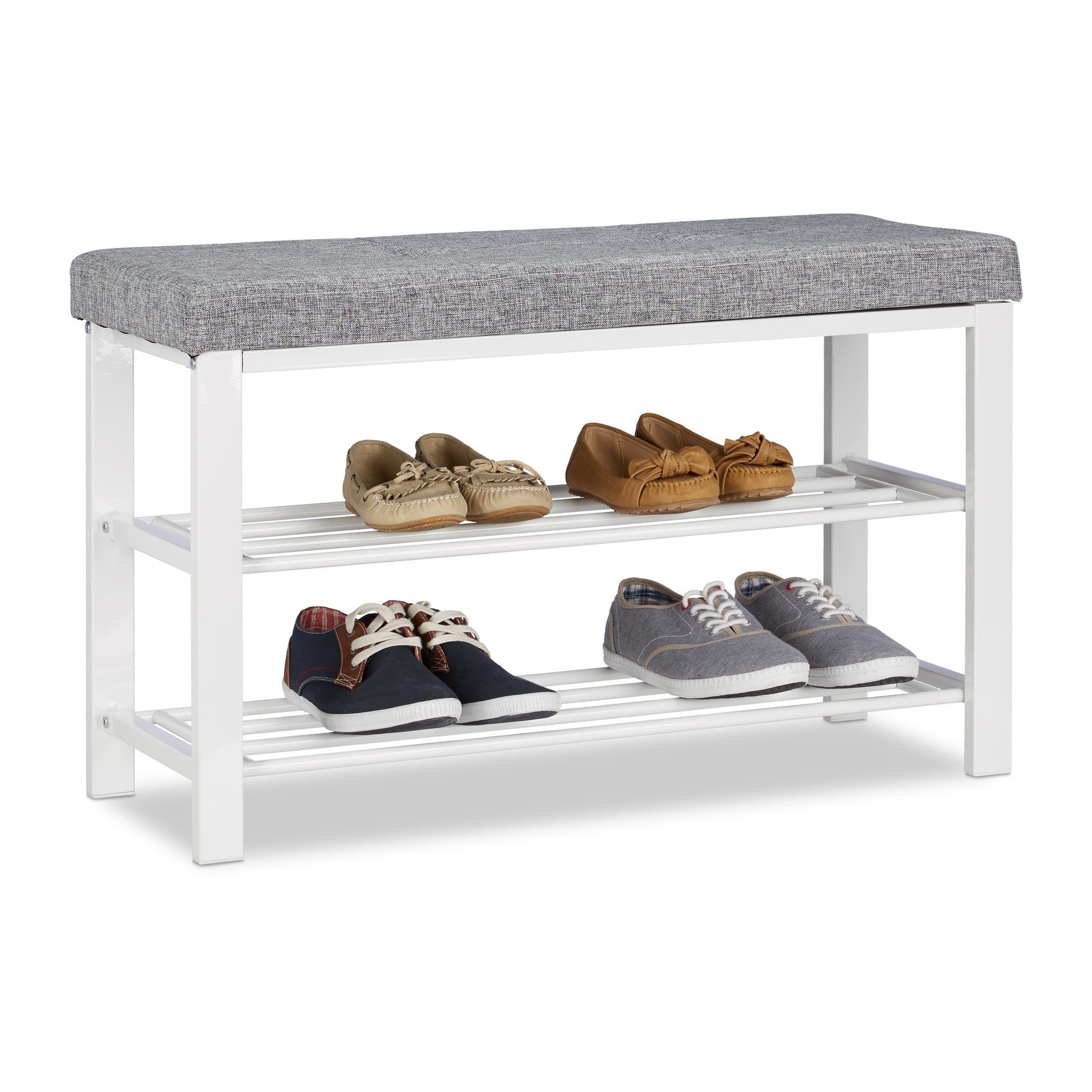 relaxdays Schuhbank mit Polster grau - 2 Ebenen - Bild 2