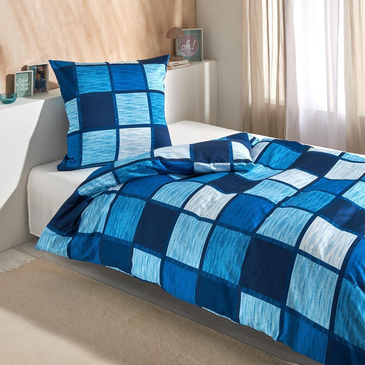 TRAUMSCHLAF Bettwäsche Verso Denim Mako Satin 2-teilig Luxuriöses Design - Bild 2