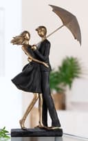MF Skulptur Rain Gold/Schwarz Paar mit Regenschirm Bild 2