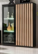 Furn.Design Vitrine Morgan Hohe Kommode in Schwarz mit Eiche Lamellen Bild 2