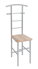 HAKU Herrendiener Alu/Eiche - 2-in-1 Kleiderständer mit Sitz Bild 2