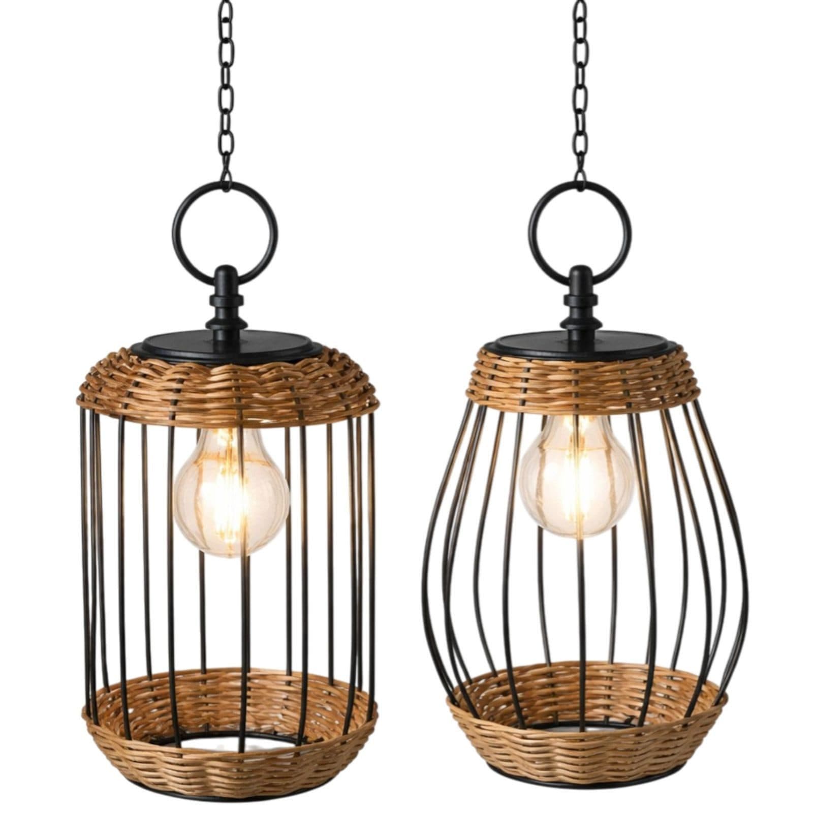 formano Solar Hängelaterne 2er Set Rattan & Metall LED Außenlaterne - Bild 2