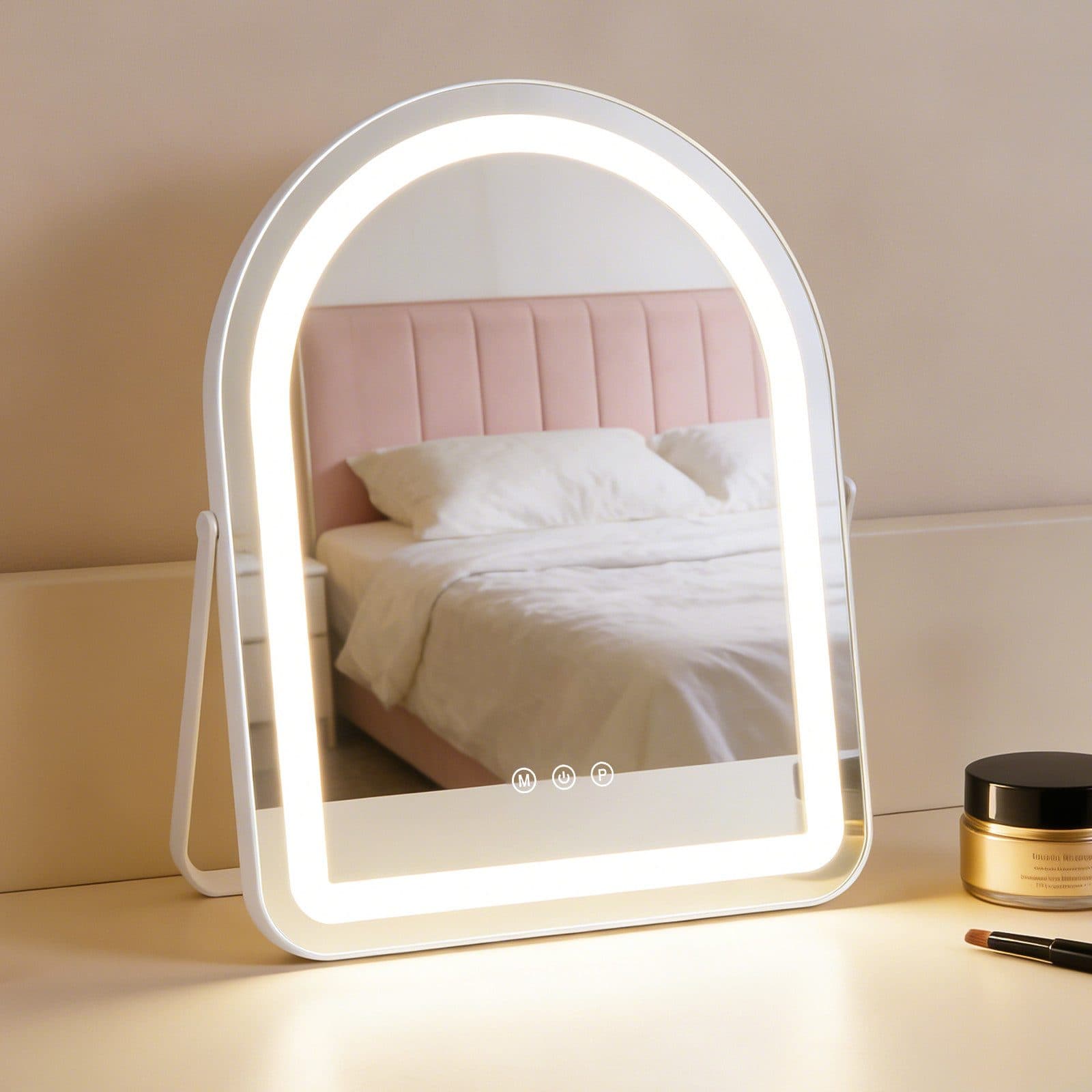 Nettlife Schminkspiegel LED mit Touch-Sensor und dimmbarer Beleuchtung Weiß - Bild 2