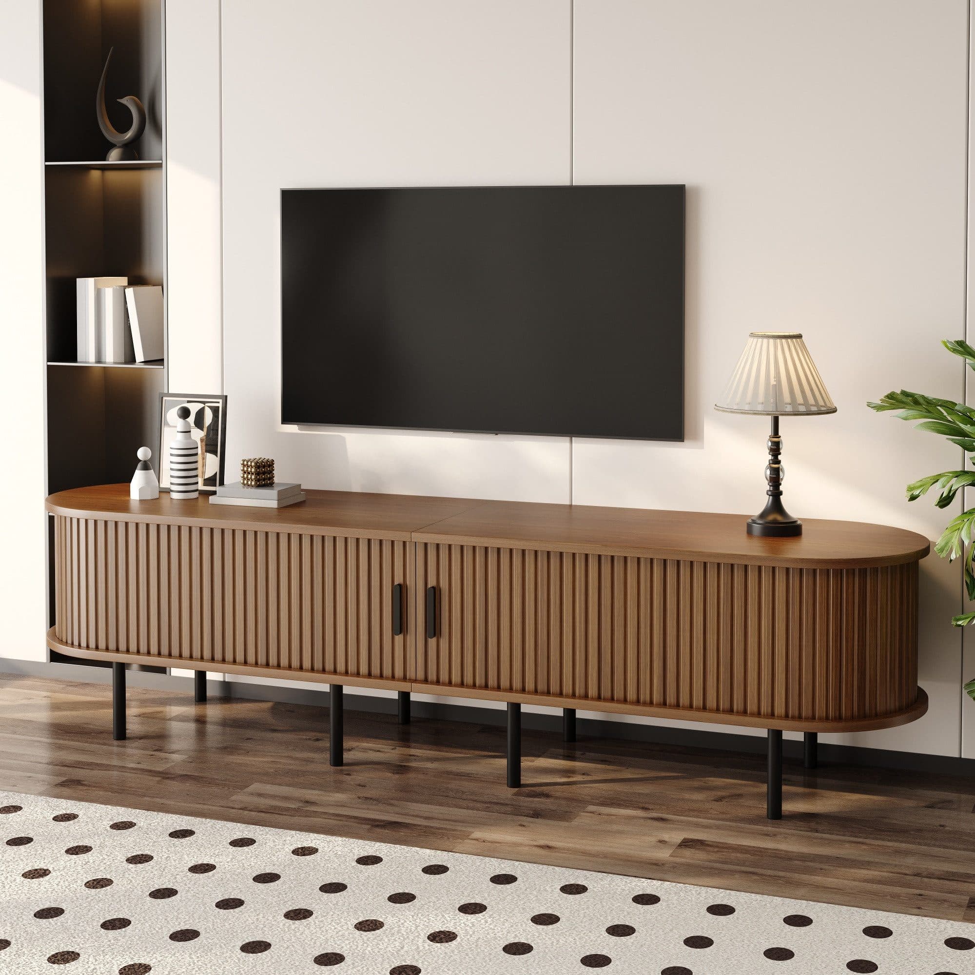 HAUSS SPOLE TV-Schrank Nussbaum mit Schiebetüren und Metallfüßen - Bild 2