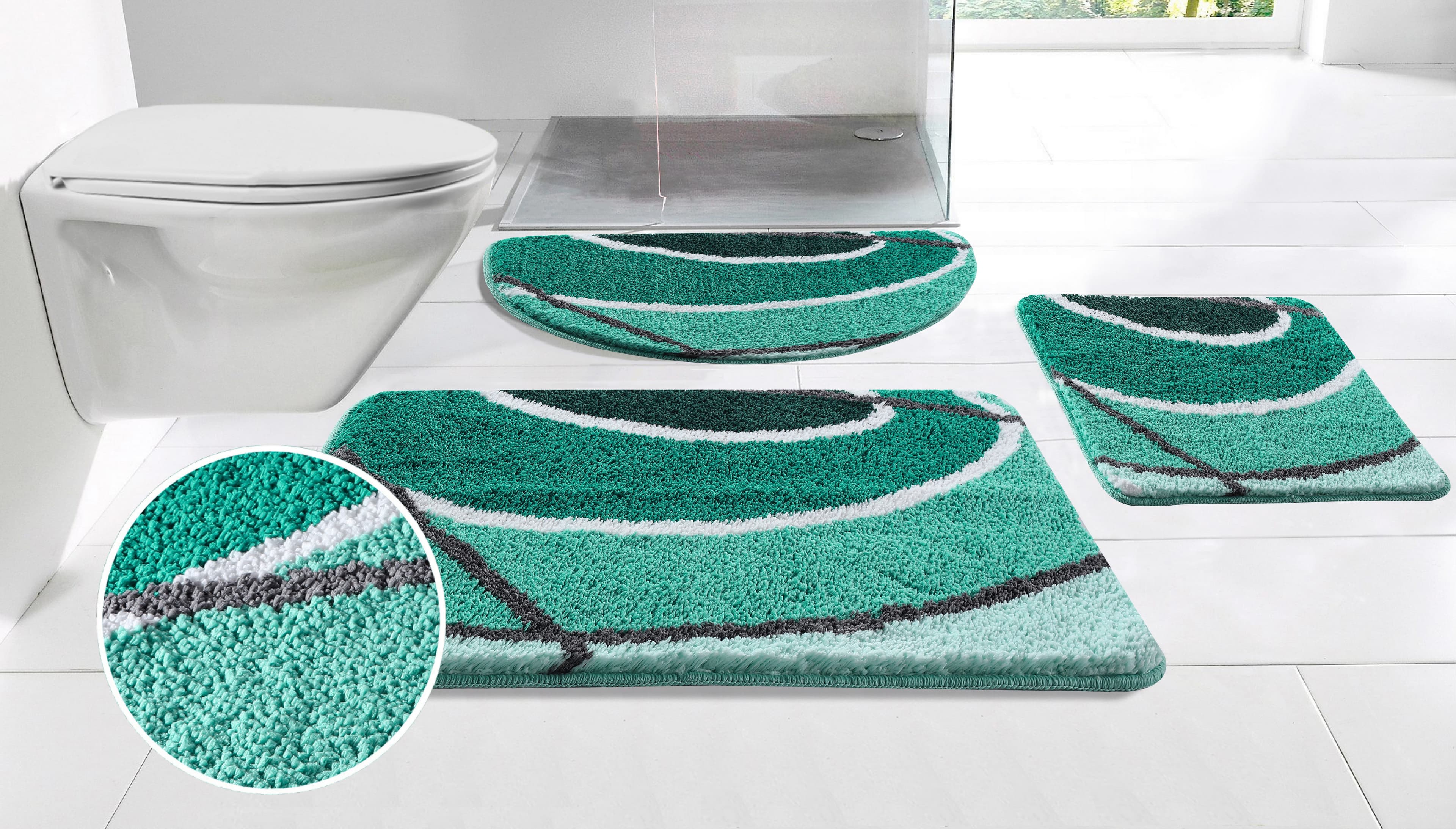 my home Badematte Juna mit Muster, Badvorleger, Badezimmer Teppich, Duschvorleger, Höhe 20 mm, rutschhemmend beschichtet, strapazierfähig, Polyester, rechteckig, besonders weich, Design, Badematten, Badteppich - Bild 2
