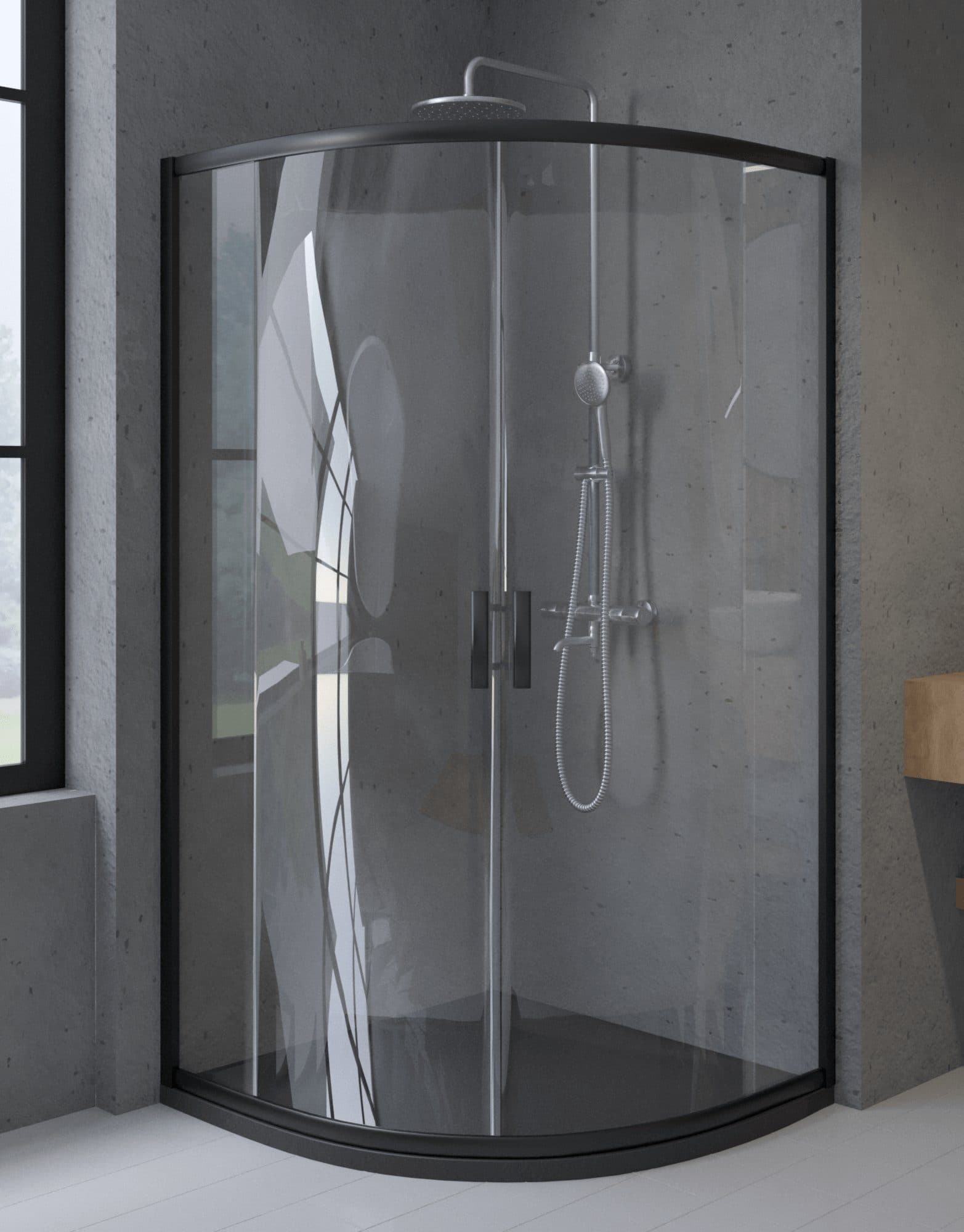 KOLMAN Eckdusche Viertelkreis HELA Schwarz 80x80 cm Sicherheitsglas - Bild 2