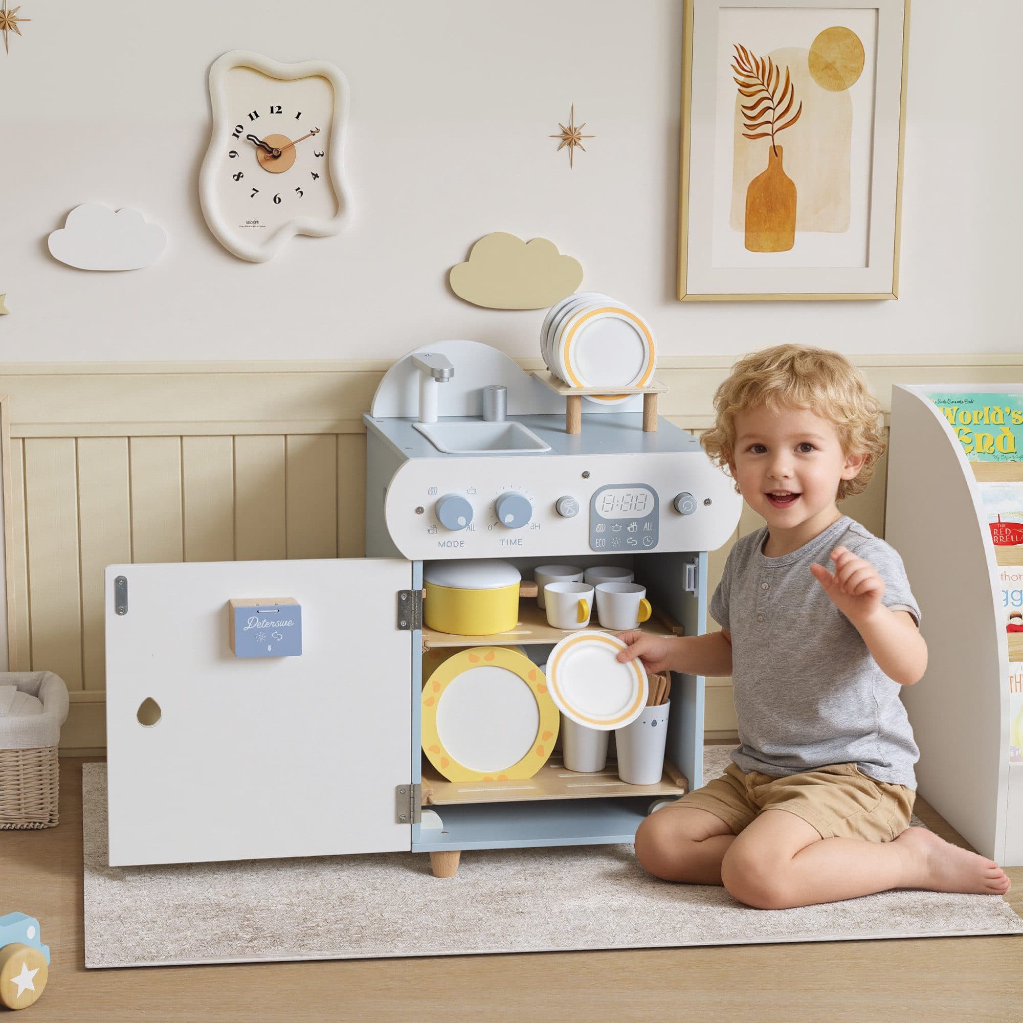 AIYAPPLAY Spielküche mit Wasserhahn und Zubehör Hellblau - Bild 2
