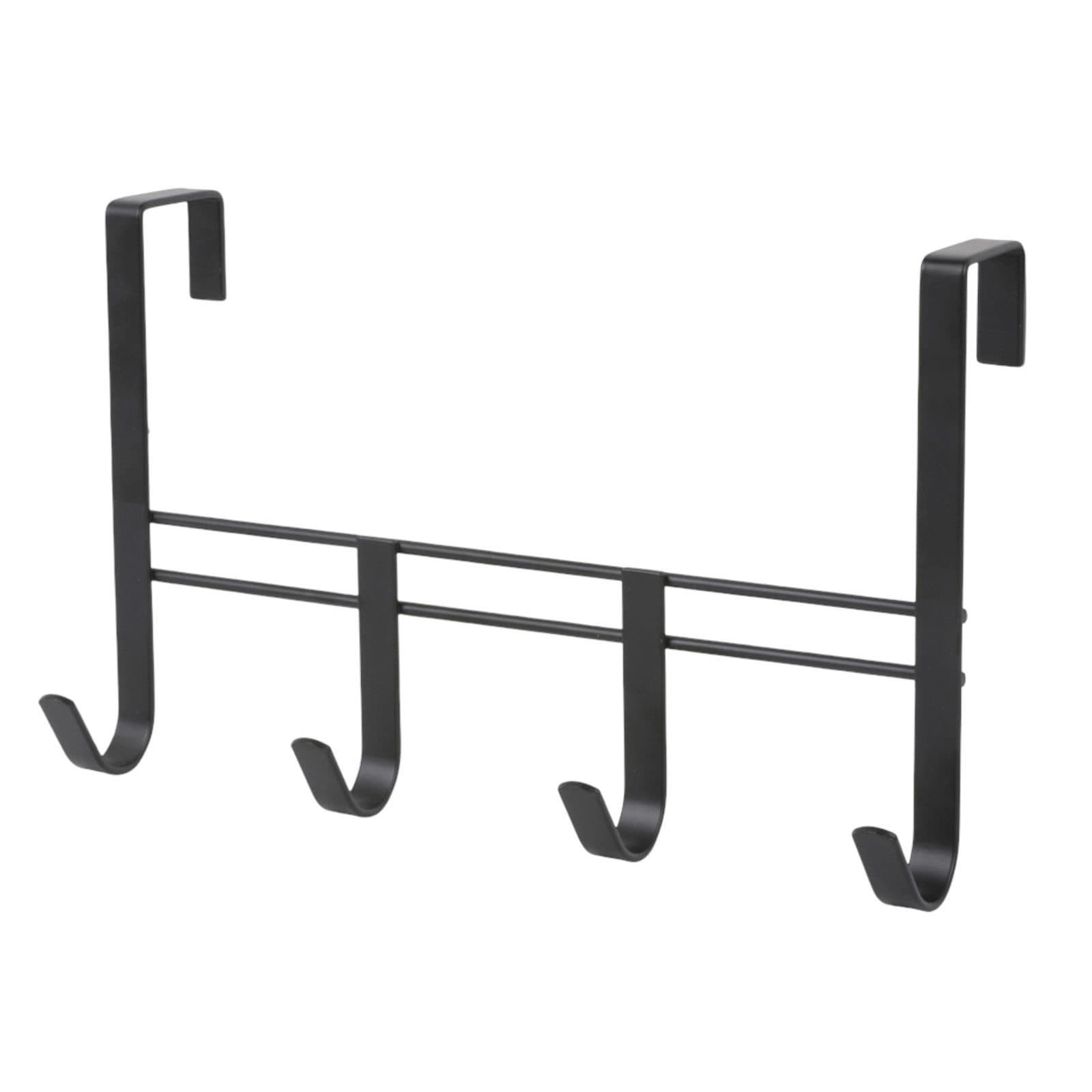 BURI Handtuchhalter Metall Türgarderobe mit 4 Haken Schwarz