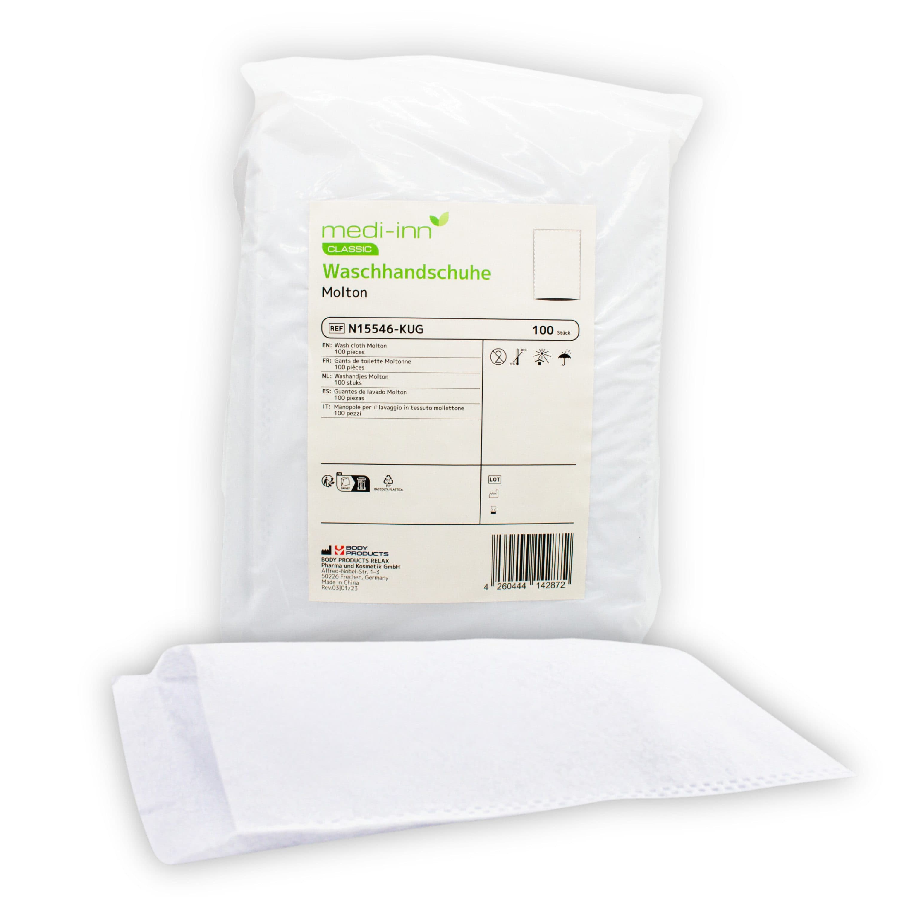 Medi-Inn Einmal-Waschhandschuhe Molton Weiß 100er Pack - Bild 2
