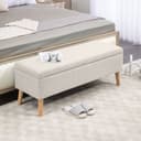 HOMCOM Sitzbank mit Stauraum Beige Leinenoptik Bild 2