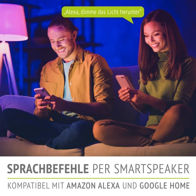 linovum LED Stehlampe TAVIRA 3-flammig Weiß/Schwarz Aluminium Smart WiFi RGBW