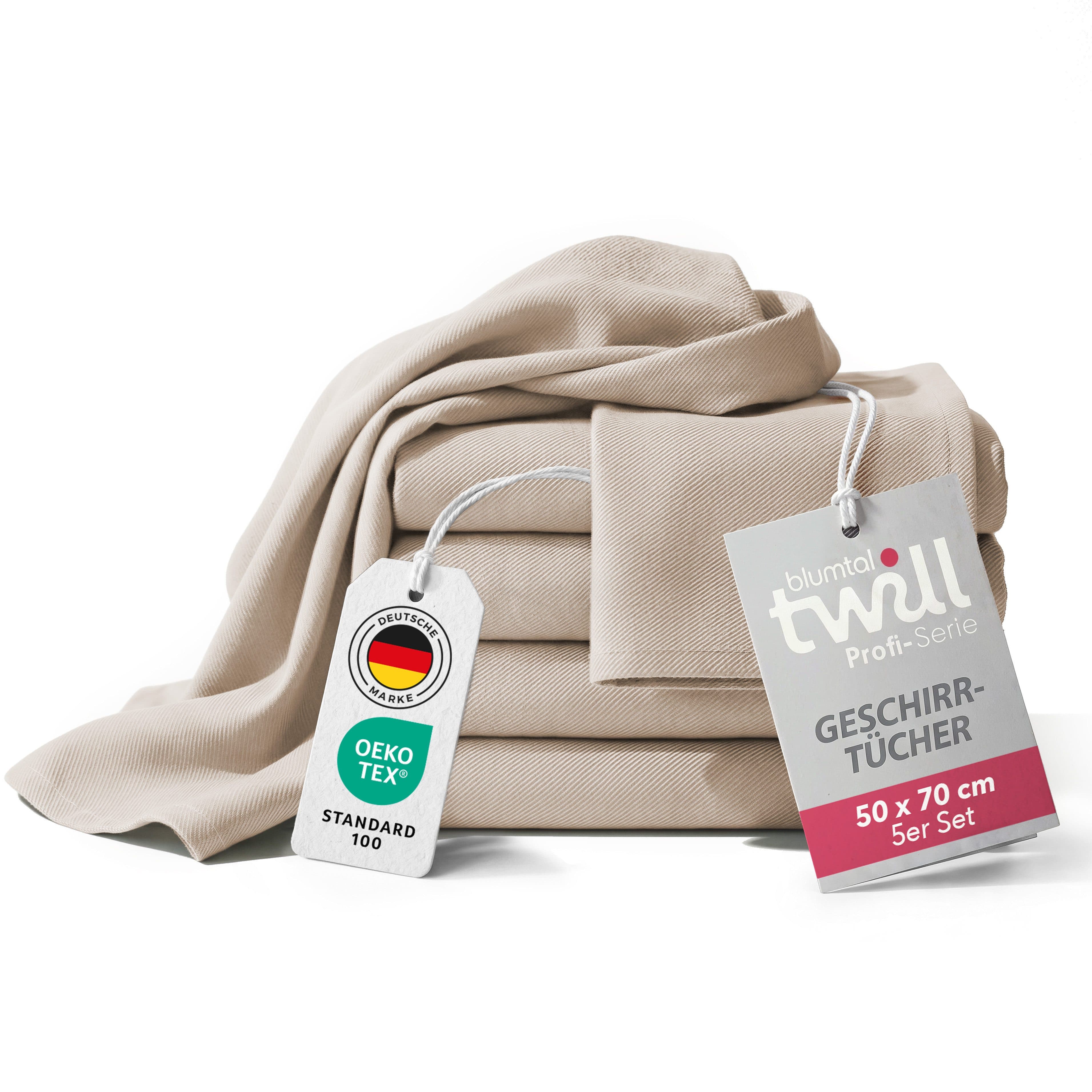 Blumtal Premium Geschirrtuch 5er Set Beige Baumwolle 50x70 cm - Bild 2