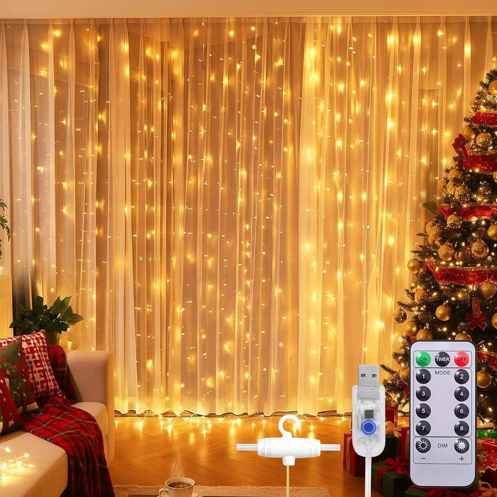 TUWENA LED-Lichterkette Lichtervorhang 3x3m 300 LEDs 8 Modi - Bild 2