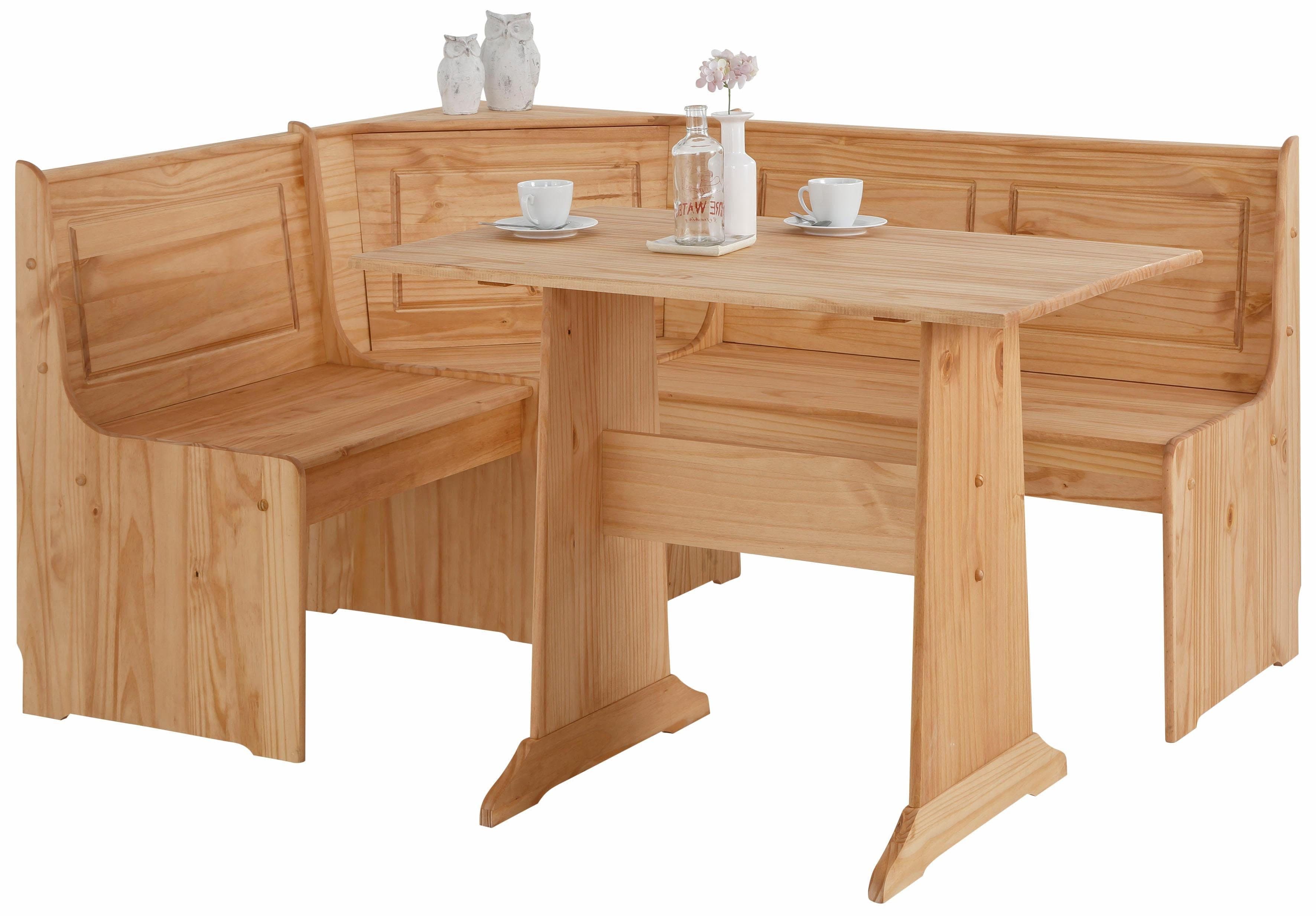 OTTO HOME Essgruppe Sascha Massivholz Eckbank mit Stauraum Beige - Bild 2