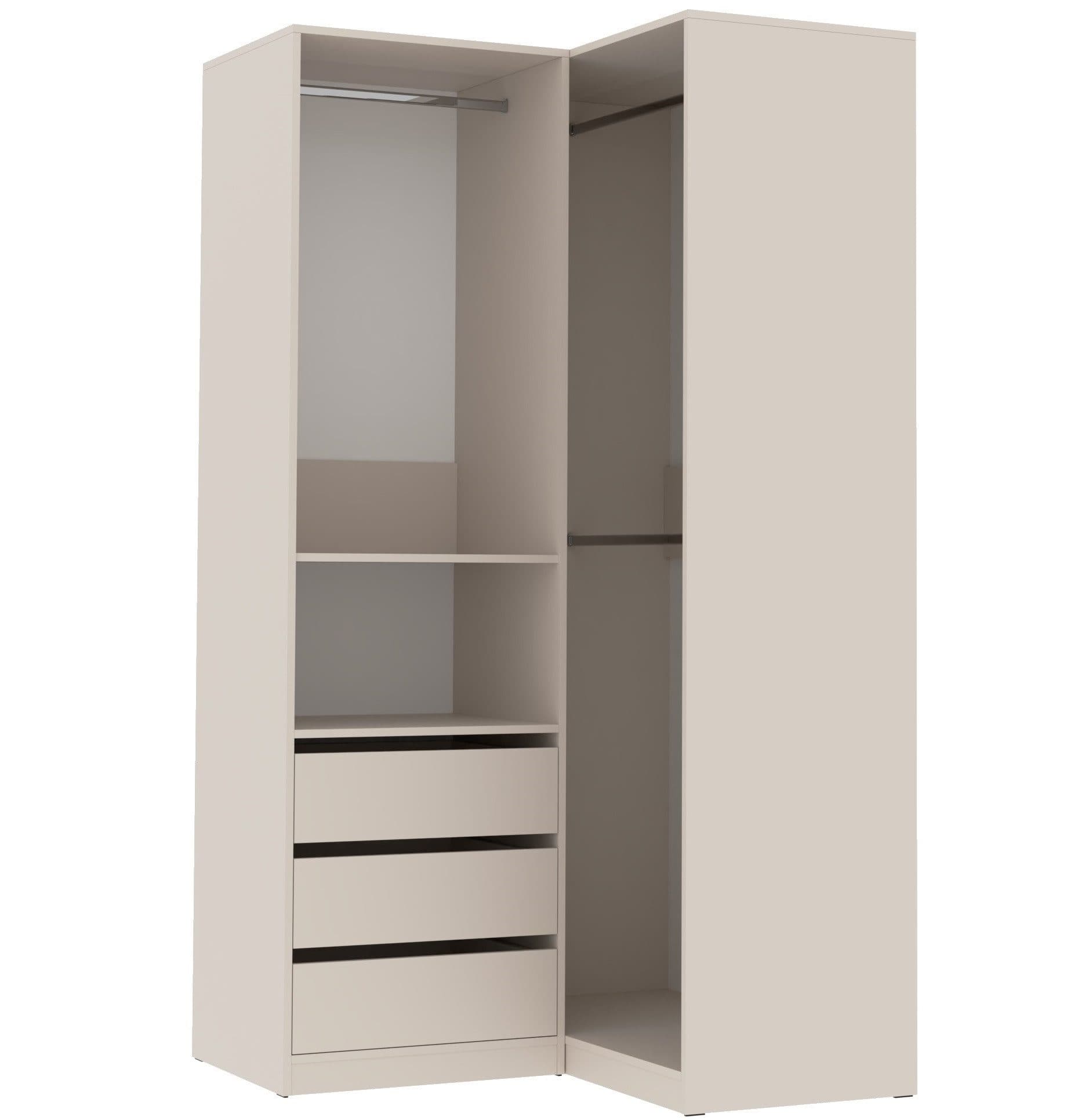 Marmex Möbel Garderobenschrank TRES H Eckgarderobe Beige/Grau mit Schubladen - Bild 2