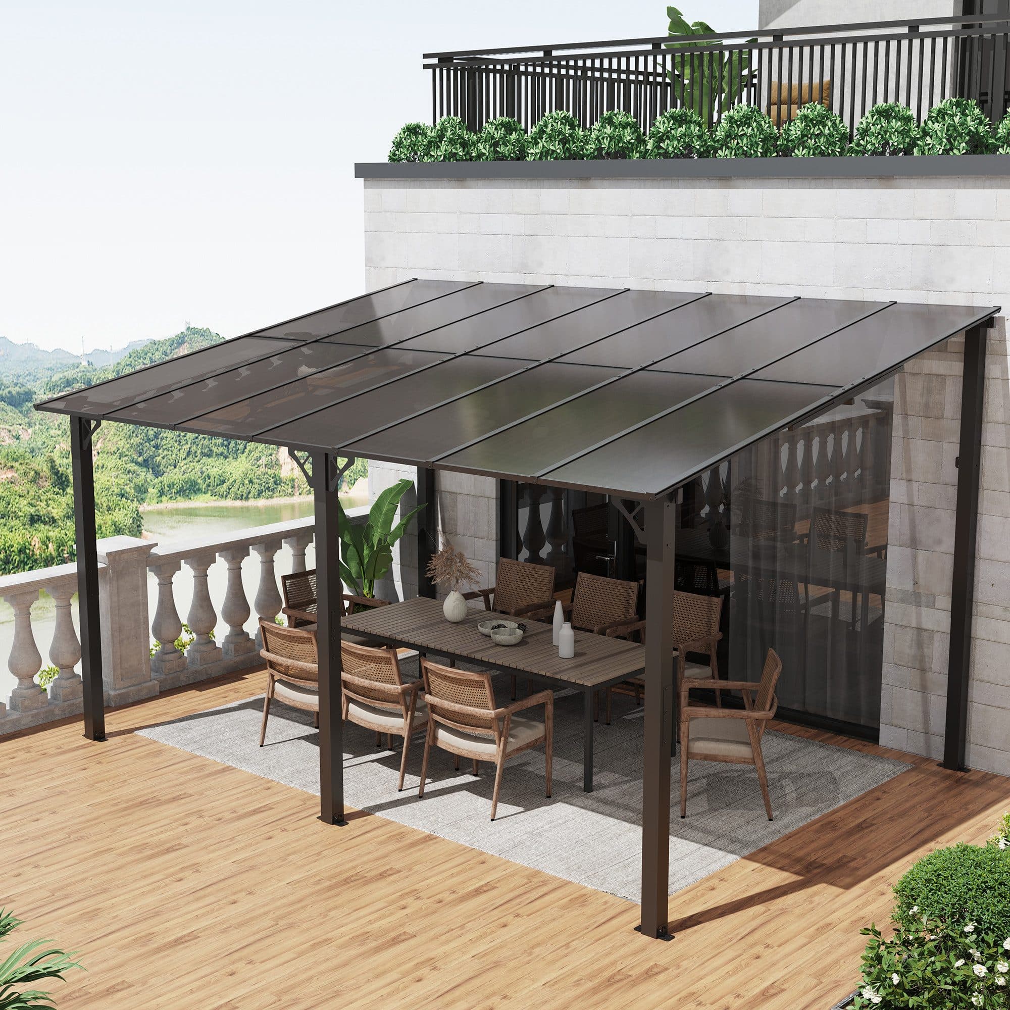 JOIVI Pergola 3x4m Terrassenüberdachung Carport mit Sonnendach - Bild 2