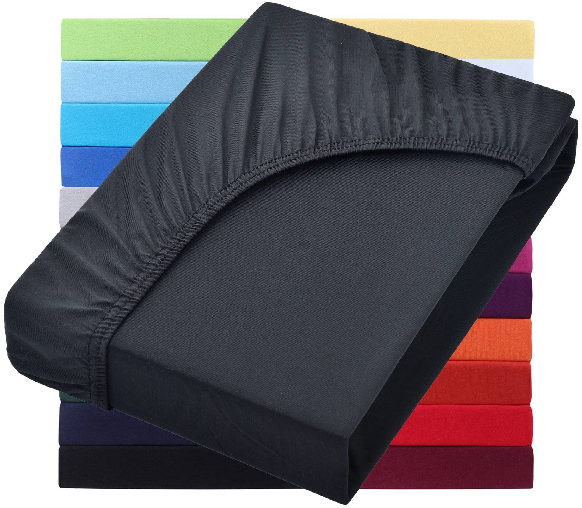 NatureMark Spannbettlaken Jersey Basic Schwarz 100% Baumwolle - Bild 2
