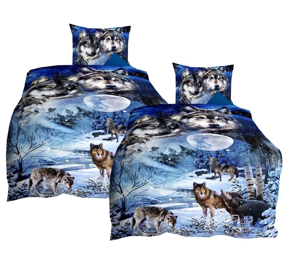 JACK Bettwäsche 4-tlg. Mako-Satin Wolf-Motiv Baumwolle - Bild 2