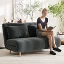 HOMCOM Schlafsofa 2-Sitzer mit Bettfunktion Dunkelgrau Bild 2
