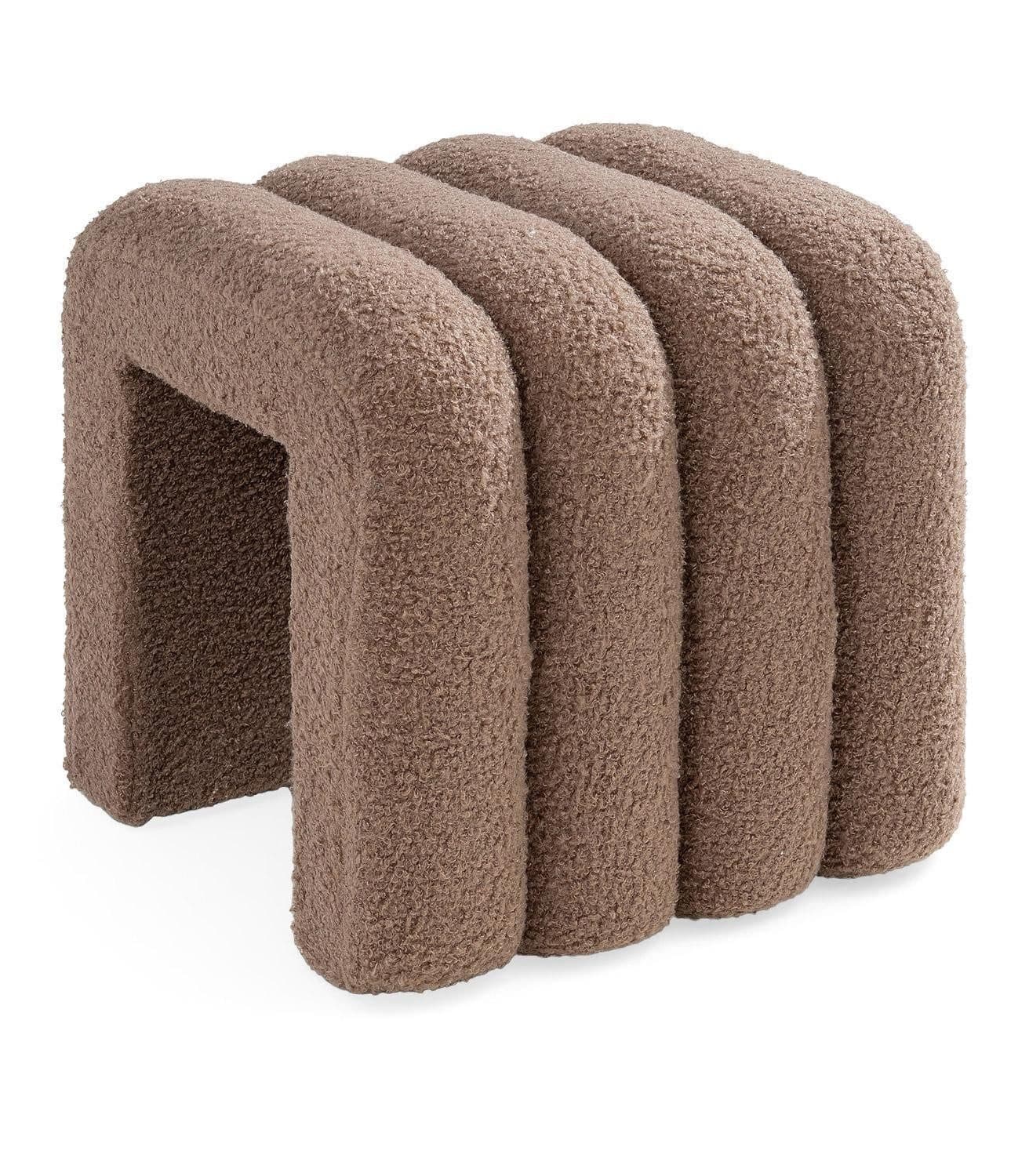 Home4You Polsterhocker Taupe Teddystoff Modern - Bild 2