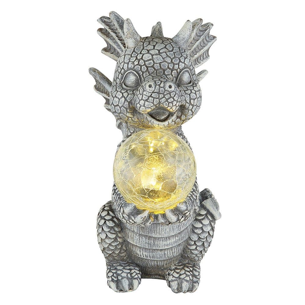 GLOBO LIGHTING Solarleuchte Drache Grau mit Crackle Glas - Bild 2