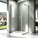 Boromal Eckdusche Pendeltür mit Seitenwand 90x90cm 5mm Glas Aluminium Bild 2