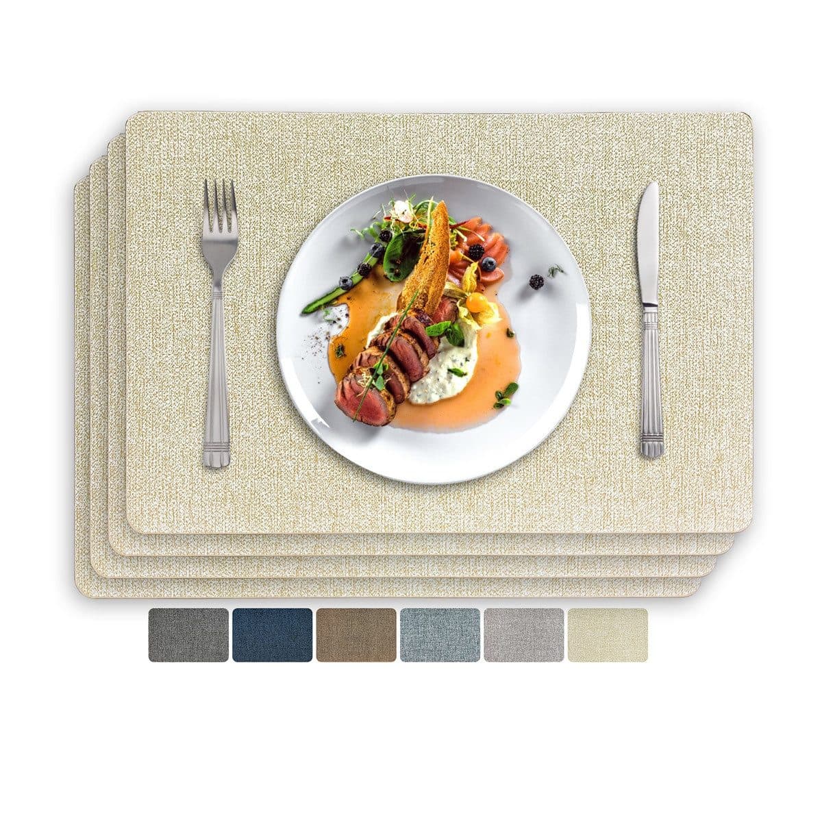 Vivi Idee Platzset Beige Kunstleder 4er Set - Bild 2