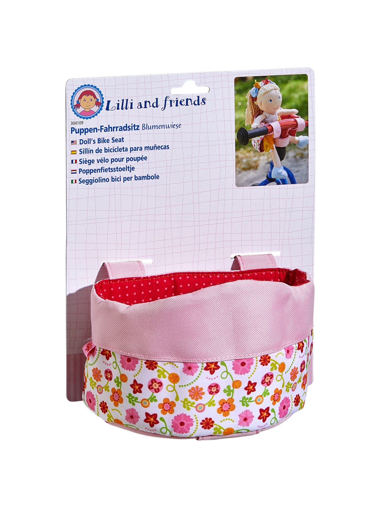 HABA Puppen Fahrradsitz Blumenwiese Rosa bis 38 cm - Bild 2