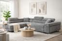Labett Ecksofa GUSTAVO mit Schlaffunktion & Bettkasten Grau Cord Bild 2