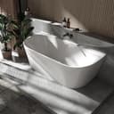 Moderne Ovale Halb Freistehende Badewanne aus Acryl Bild 2