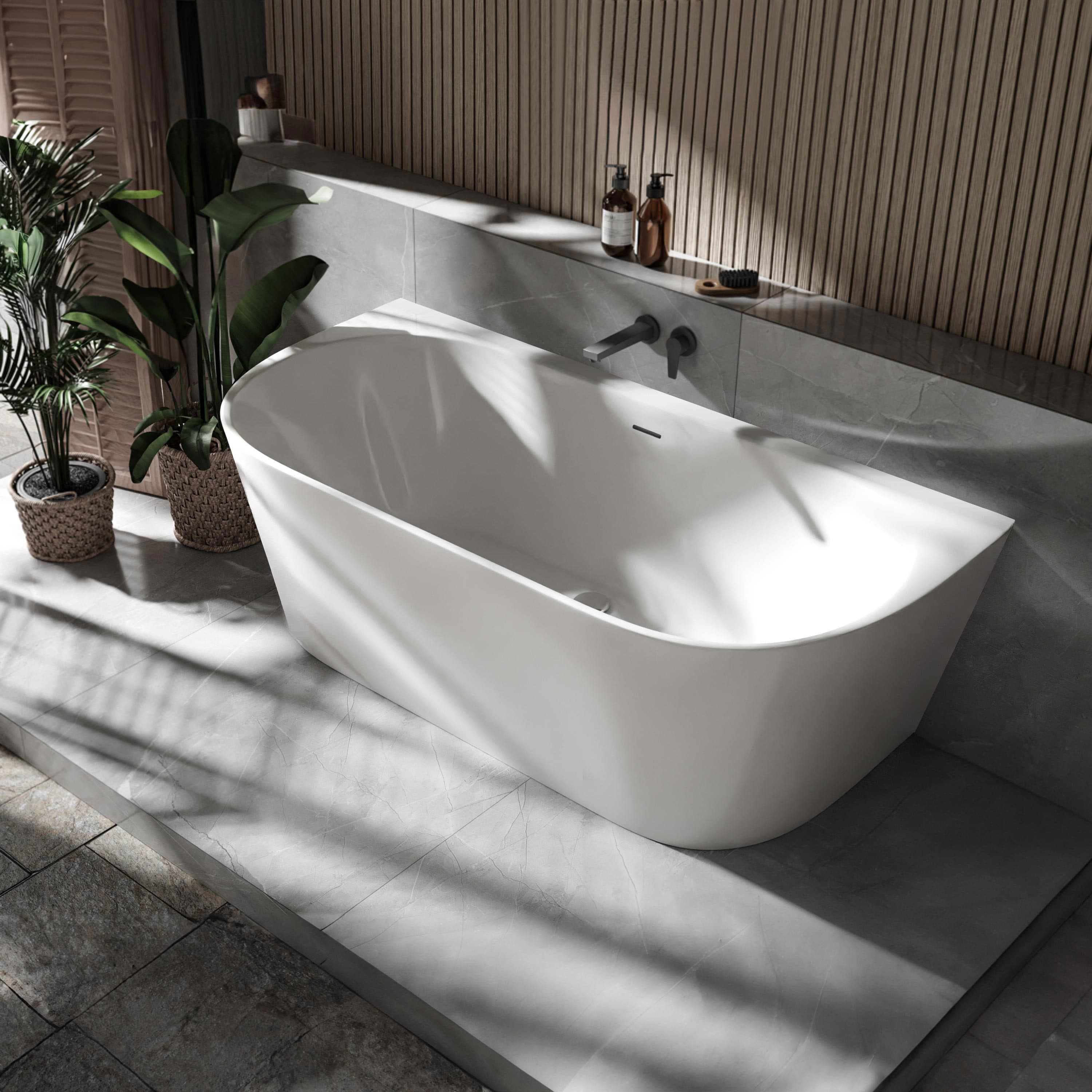 Moderne Ovale Halb Freistehende Badewanne aus Acryl - Bild 2
