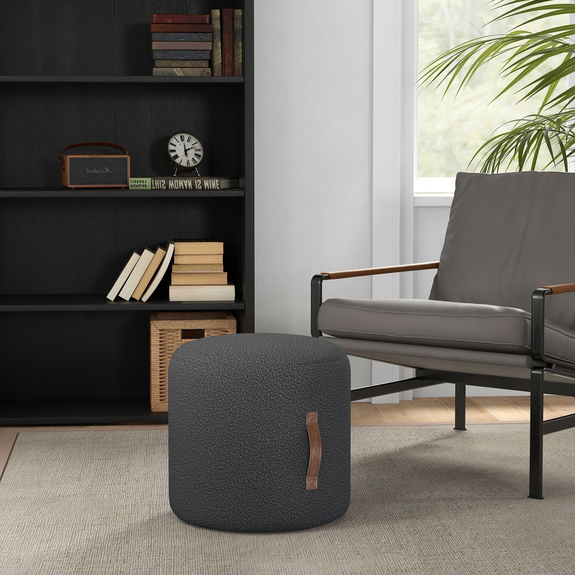 HOMCOM Runder Polsterhocker Dunkelgrau Multifunktional - Bild 2