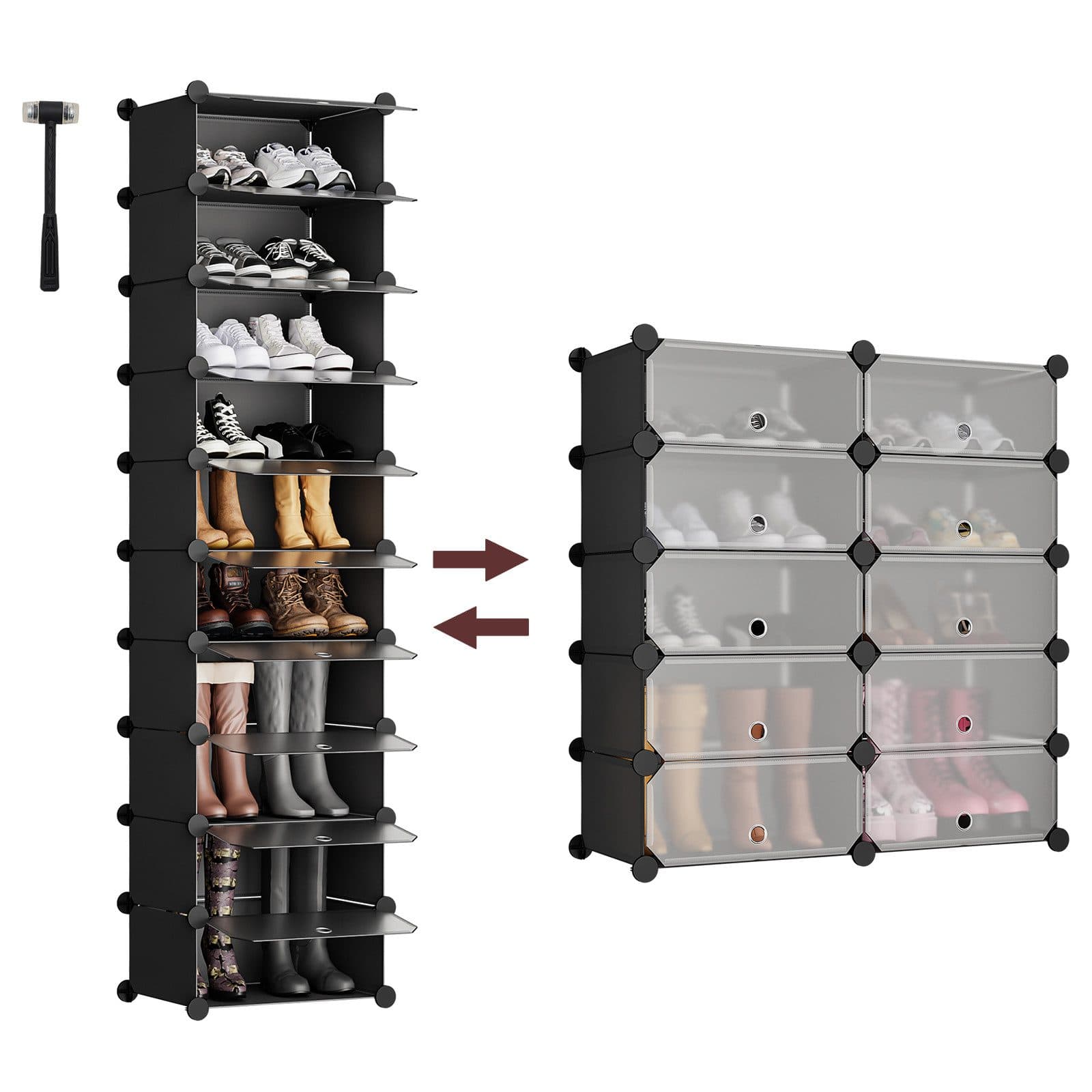 Sekey Schuhregal 10 Ebenen Platzsparend Schwarz - Bild 2