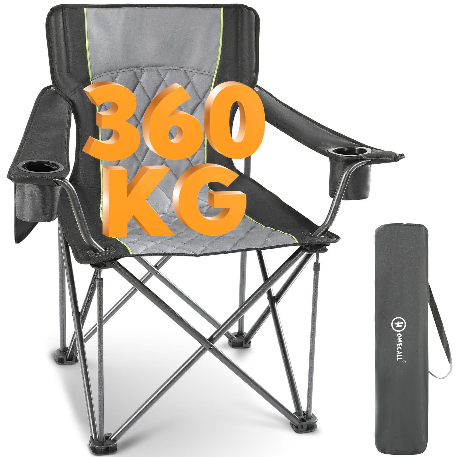 HOMECALL XXL Campingstuhl Klappstuhl Schwarz 360kg Belastbar Gepolstert - Bild 2