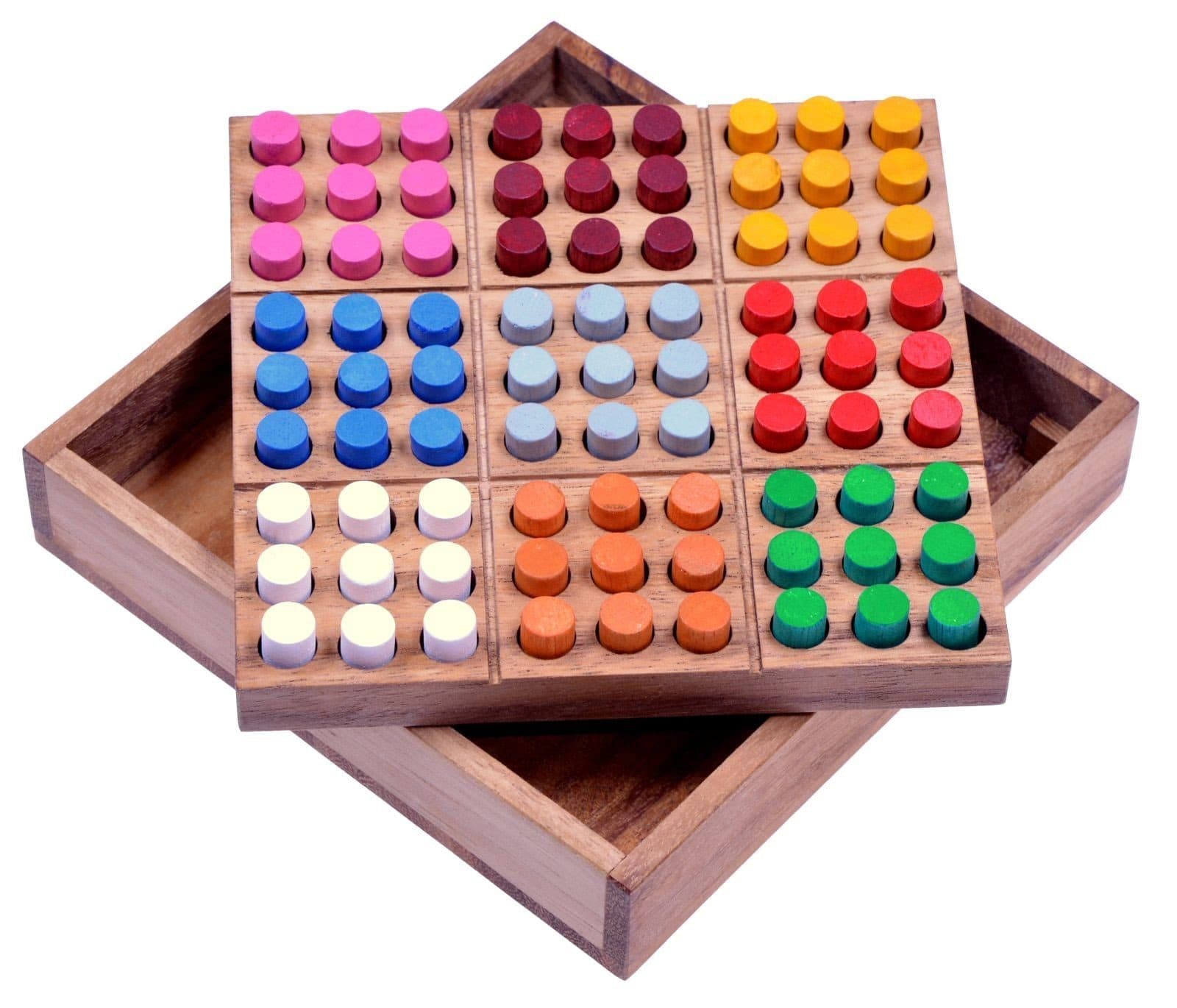 Logoplay Holzspiele Farb-Sudoku Denkspiel mit bunten Steckern