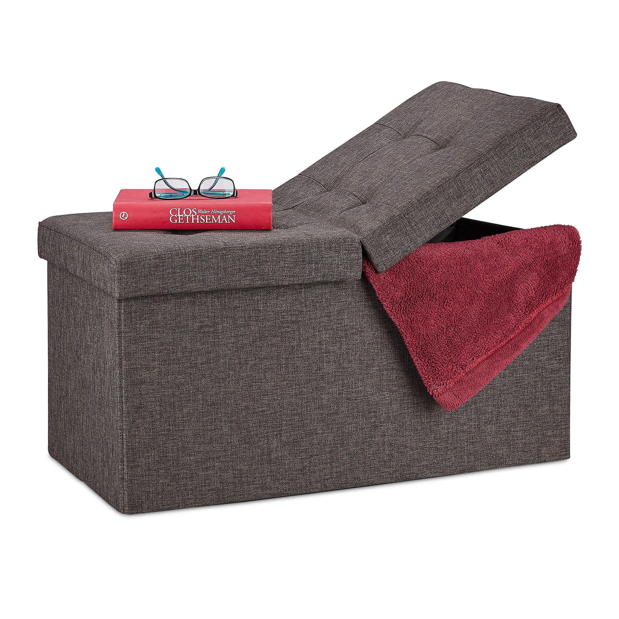 Sitzbank mit Stauraum und klappbarem Deckel Braun