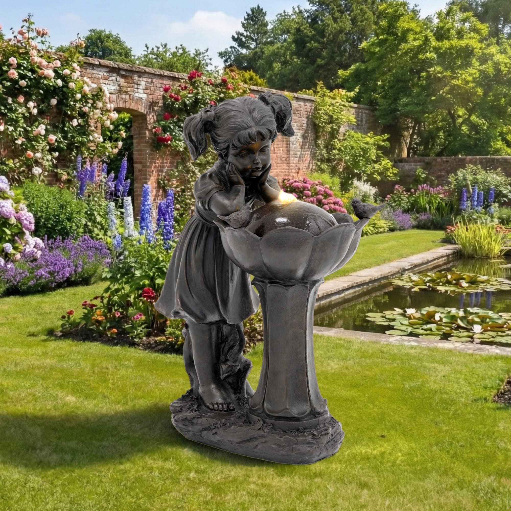 HAUSS SPOLE Figurenbrunnen mit LED-Beleuchtung und Pumpe, Bronze - Bild 2