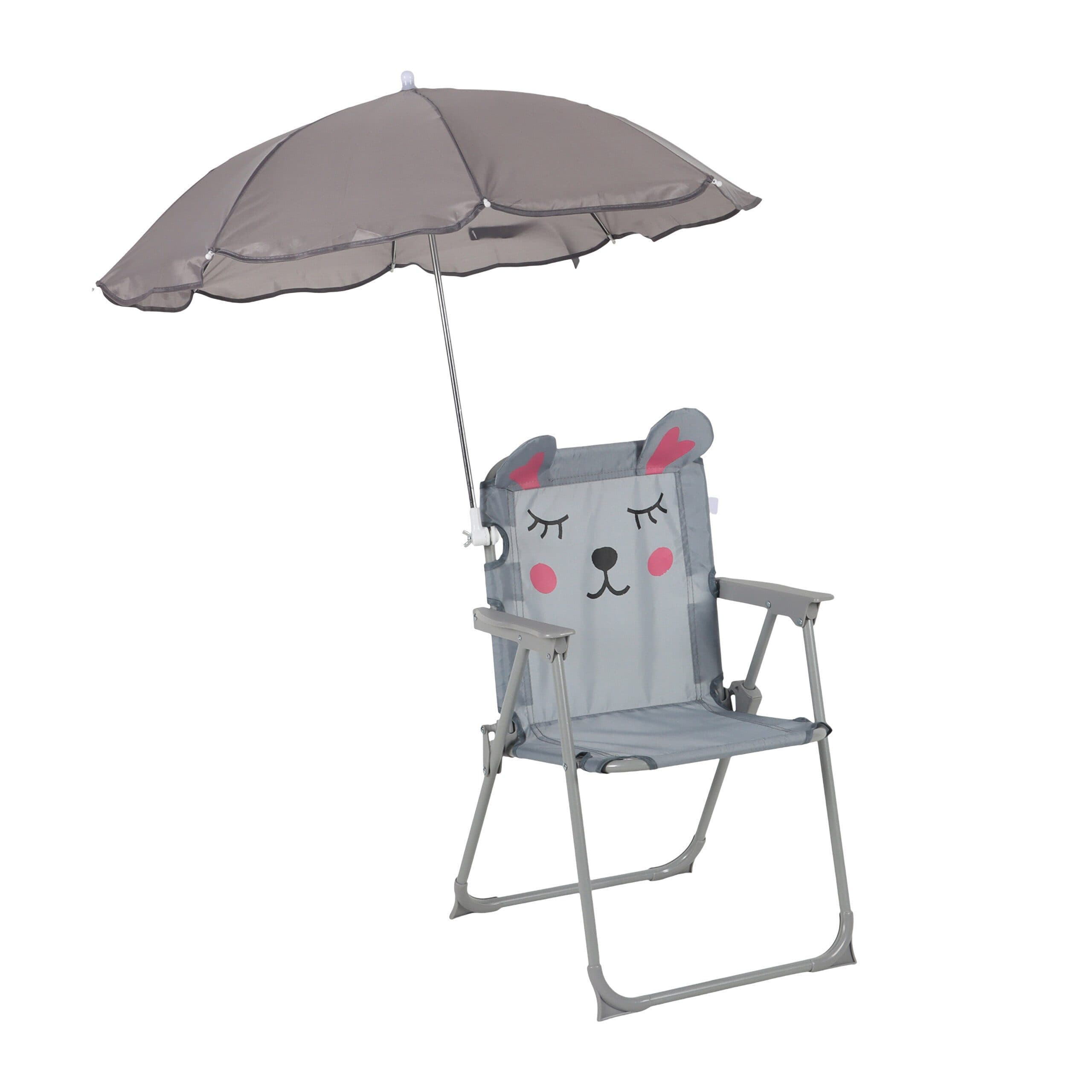 relaxdays Kinderklappstuhl mit Sonnenschirm Grau/Rosa - Bild 2