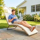 Outsunny Gartenliege mit Schaumstoffkissen PE-Rattan Stahlrahmen Bild 2