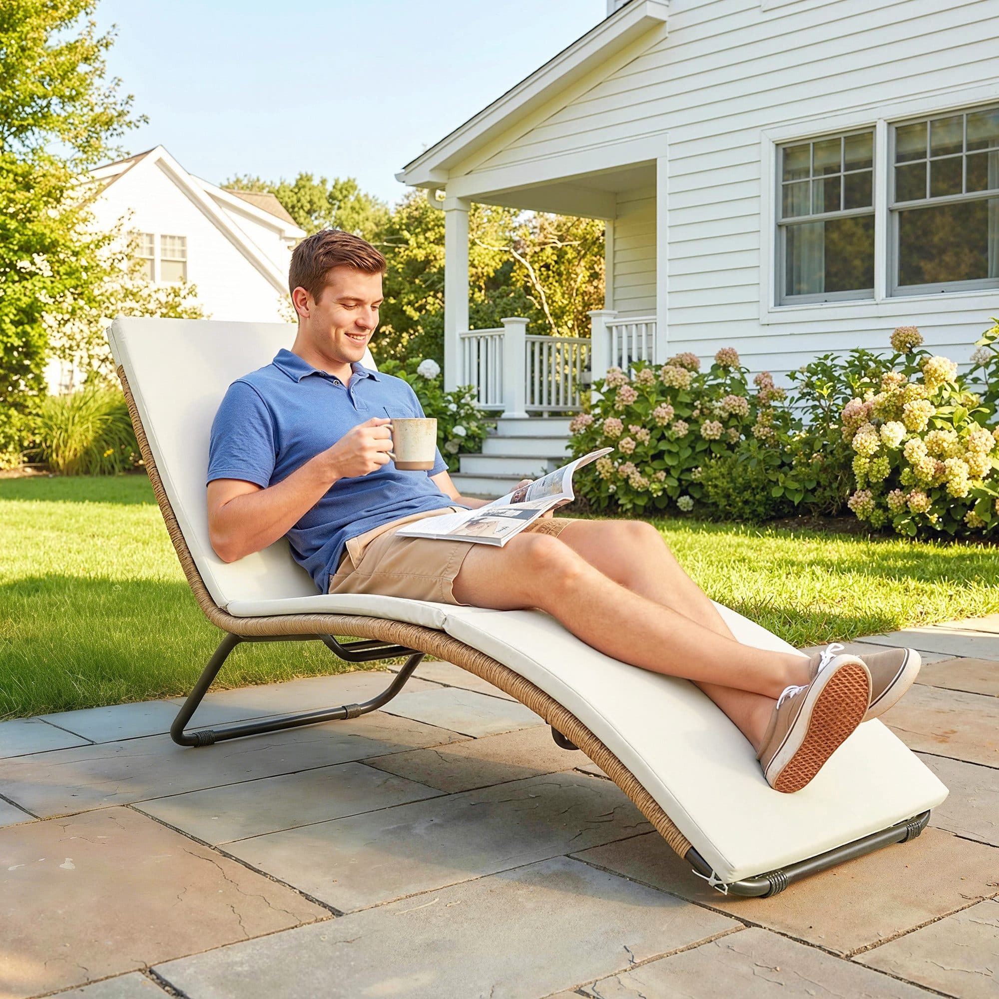 Outsunny Gartenliege mit Schaumstoffkissen PE-Rattan Stahlrahmen - Bild 2