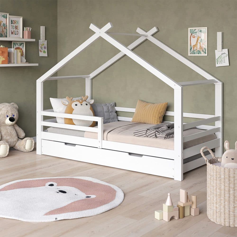 VitaliSpa® Hausbett Luni, Weiß, 200 x 90 cm mit Gästebett - Bild 2
