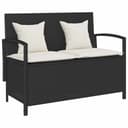 vidaXL Gartenbank Schwarz Poly Rattan mit Stauraum und Kissen Bild 2