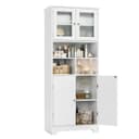 HOMECHO Hochschrank Badezimmerschrank Badschrank 3 Fächer 4 Türen Weiß Bild 2