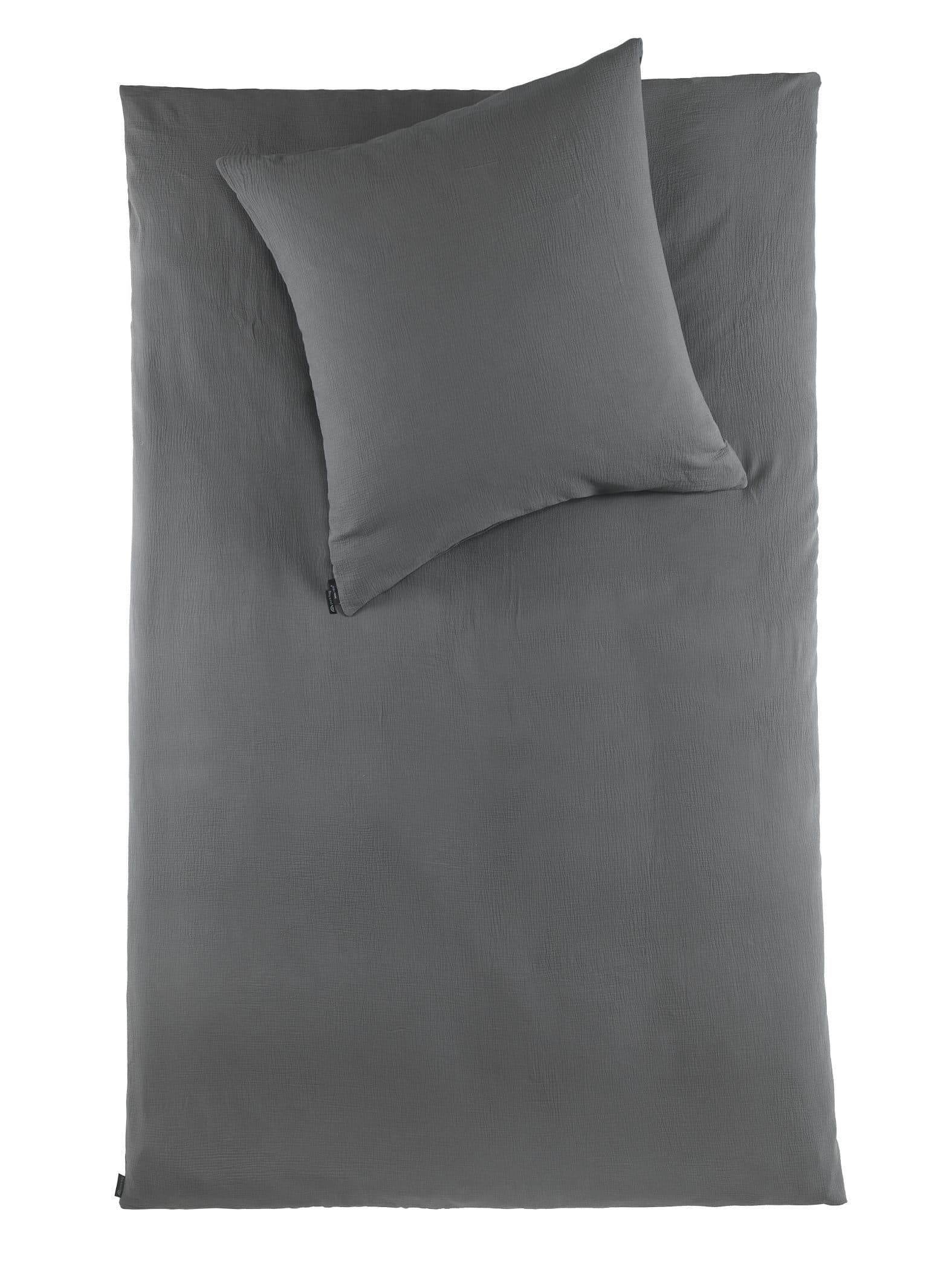 pure hug Bettwäsche Set Musselin 135x200 Anthrazit Baumwolle - Bild 2