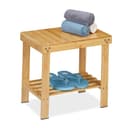 relaxdays Badhocker aus Bambus mit Ablage Natur Bild 2