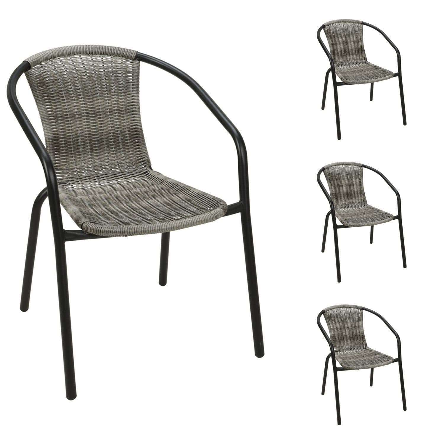 Mojawo Armlehnstuhl 4er-Set Grau meliert Stapelbar - Bild 2